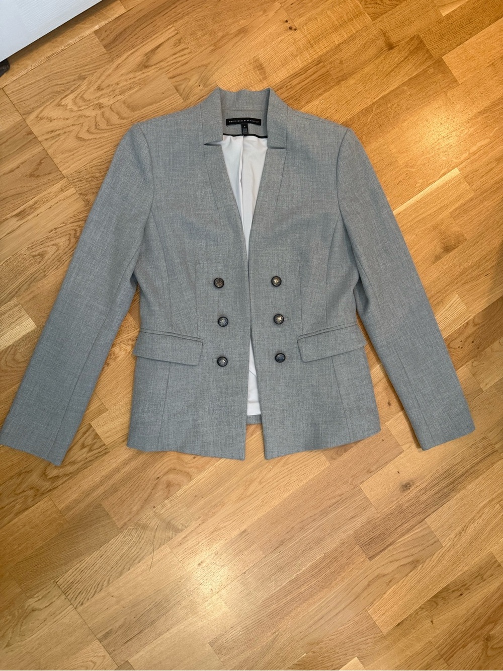 White House Black Market Light Gray Double-Breasted Suit Jacket